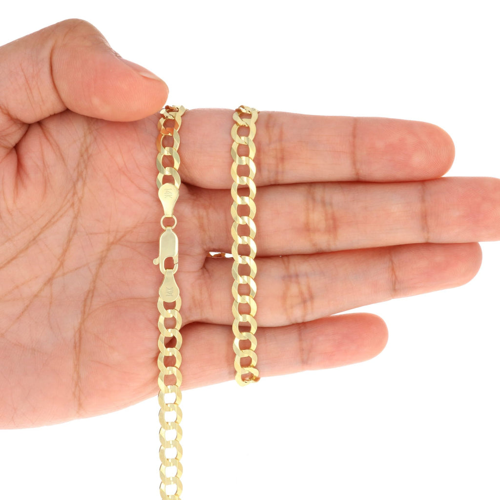 14K Yellow Gold Cuban Curb Link Chain Necklace A105