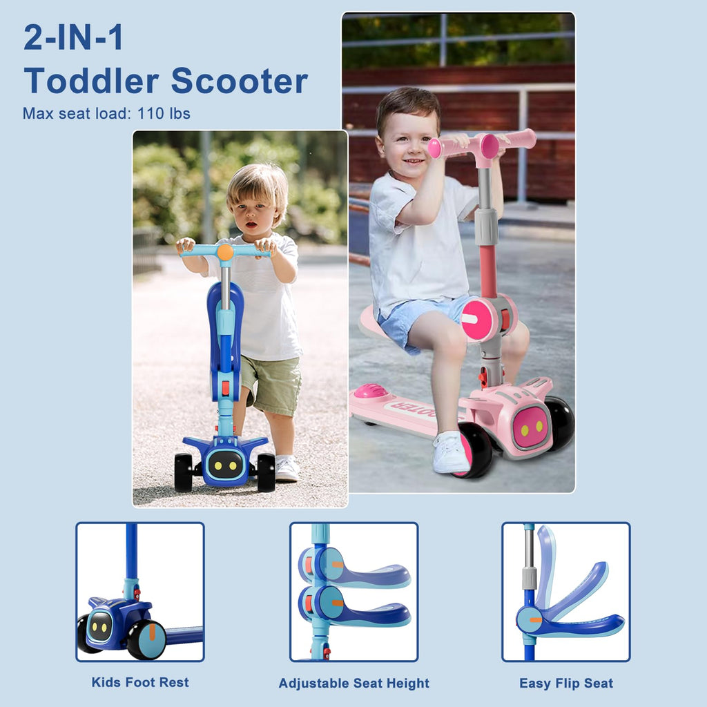2-in-1 Kids 3 Wheel Kick Scooter with Adjustable Seat Y7334