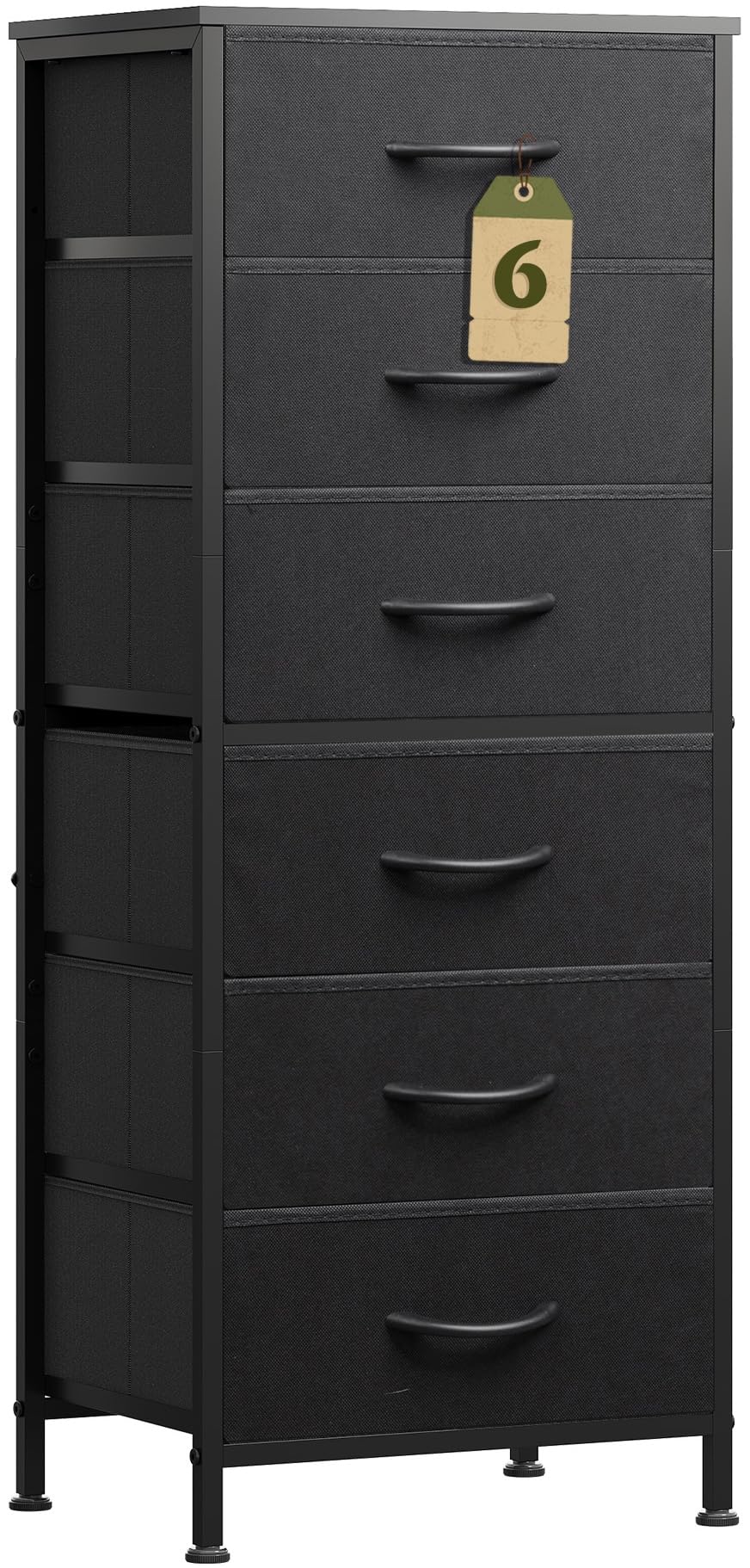 Black 6 Drawer Tall Dresser P1013