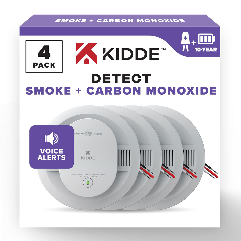 Hardwired Smoke & Carbon Monoxide Detector, 10-Year Battery Backup, 4 Pack S217