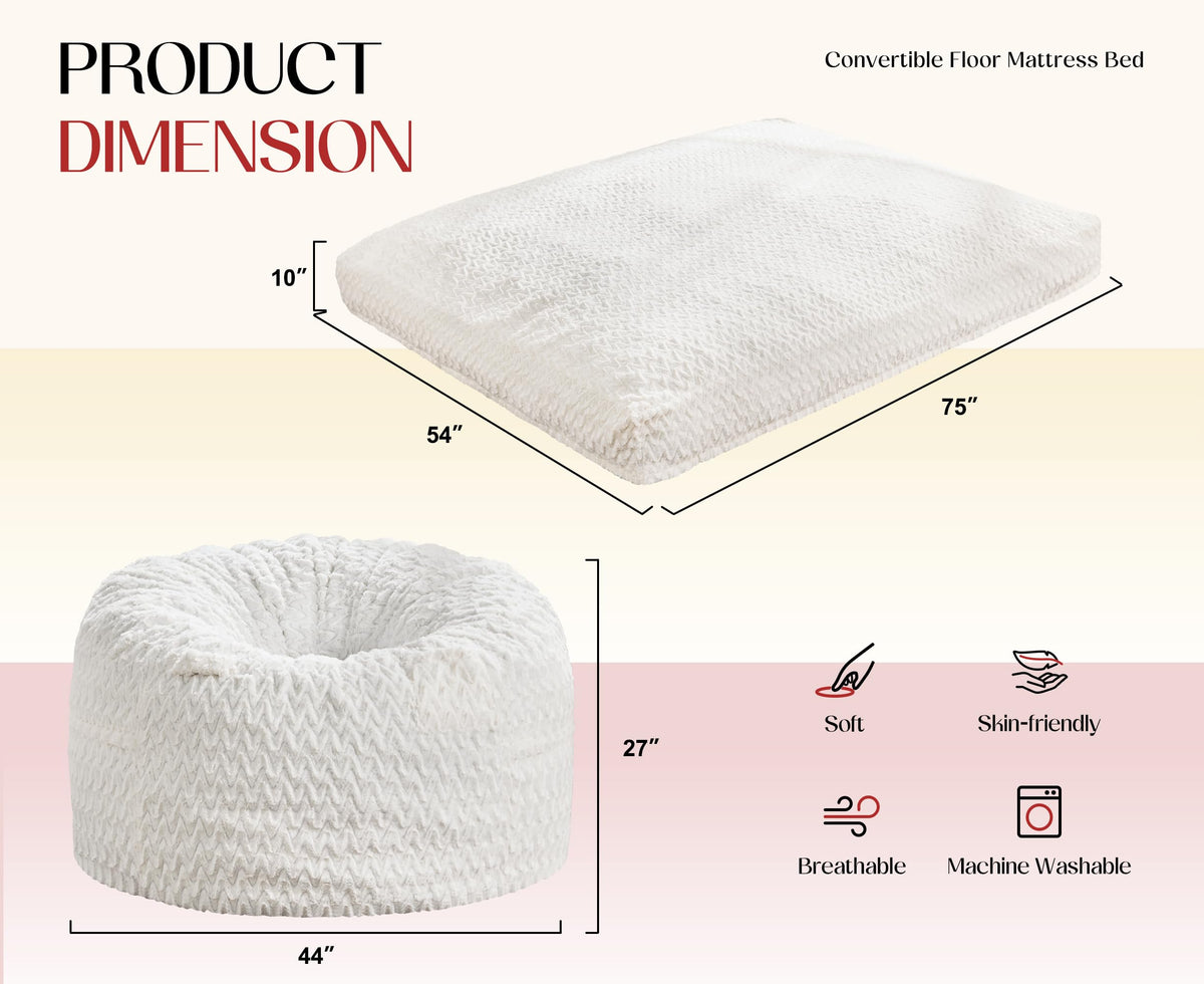 Bean Bag Chair Convertible 3 in 1 Washable Giant W500