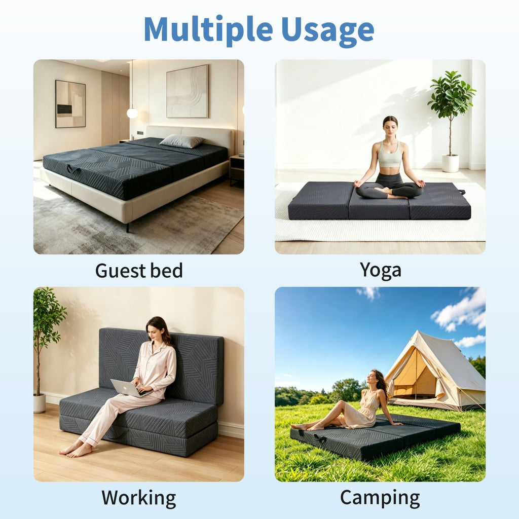 6 Inch Foldable Memory Foam Mattress Queen Size M6050
