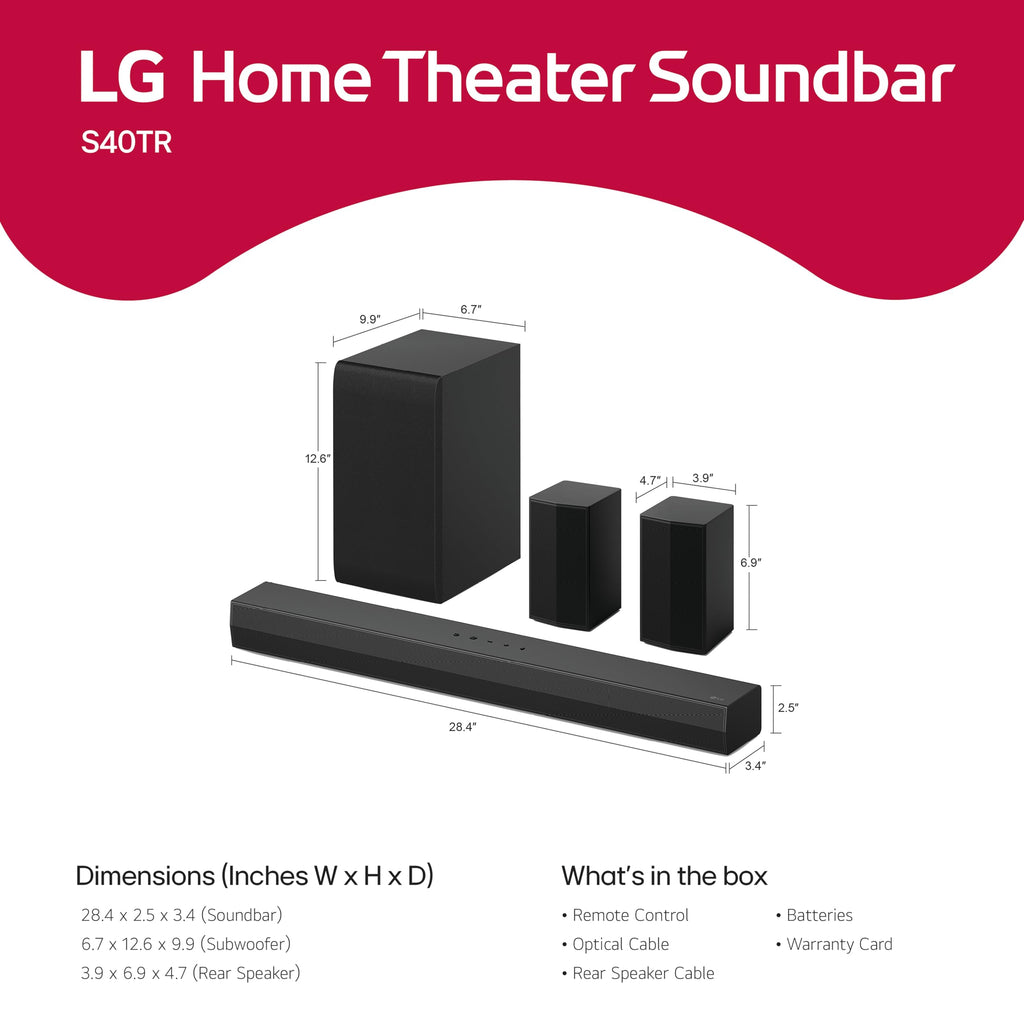 4.1 ch. Home Theater Soundbar with Rear Surround Speakers and Wireless Subwoofer A161