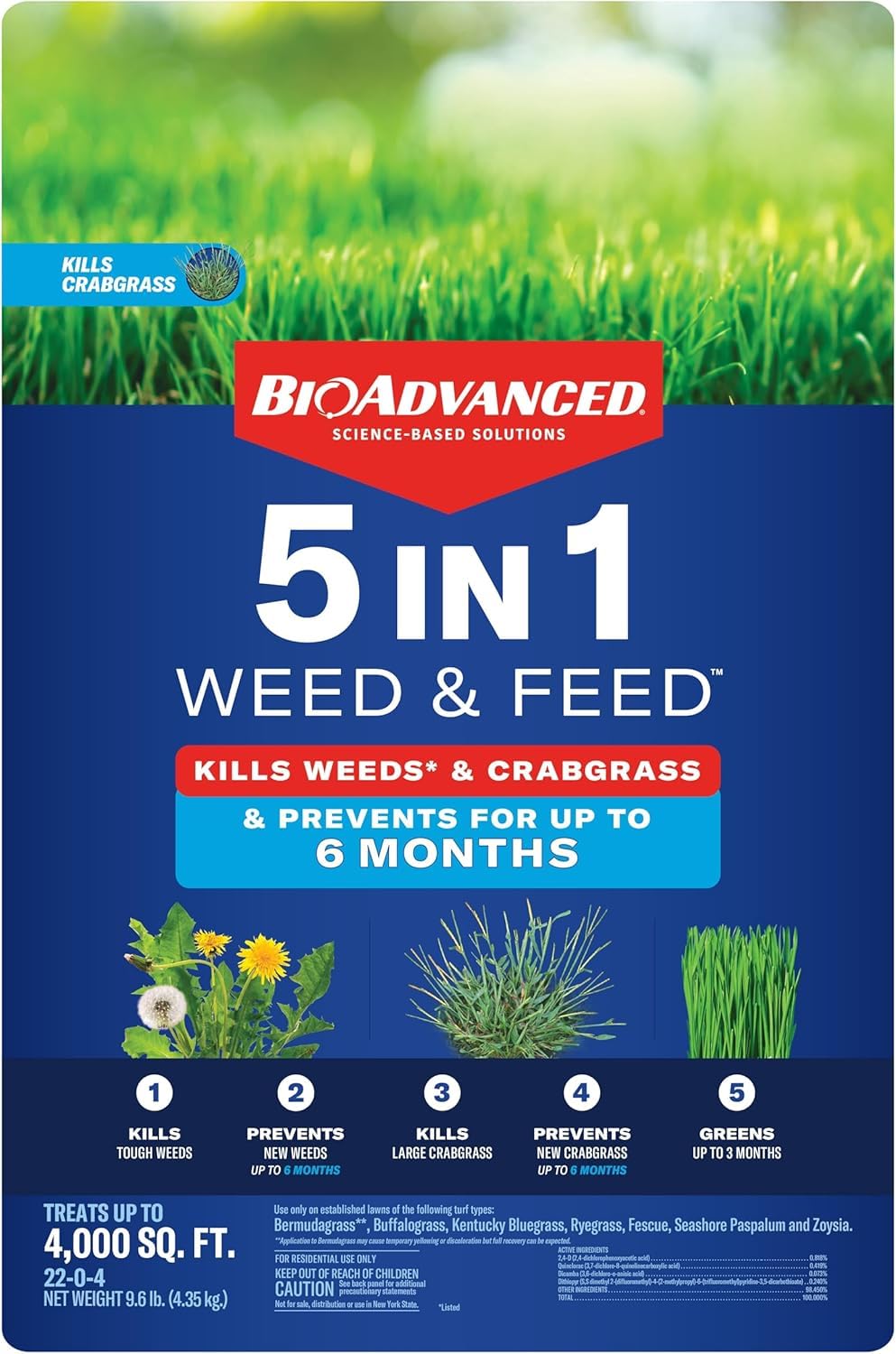 5-in-1 Weed and Feed Granules 9.6 lb Bag J16564