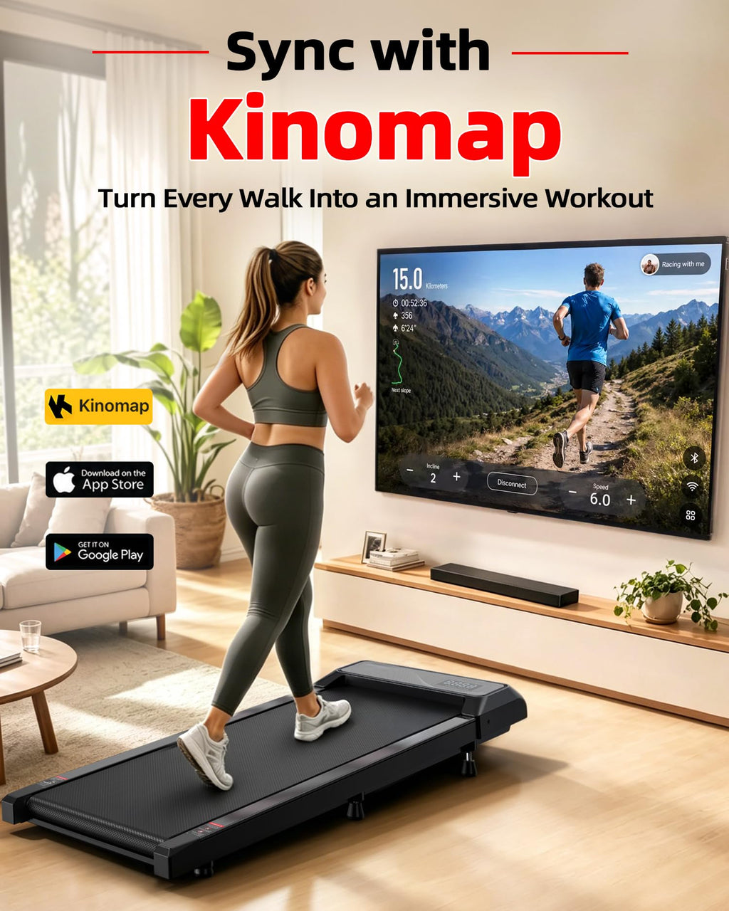 Under Desk Treadmill with 8% Incline N636