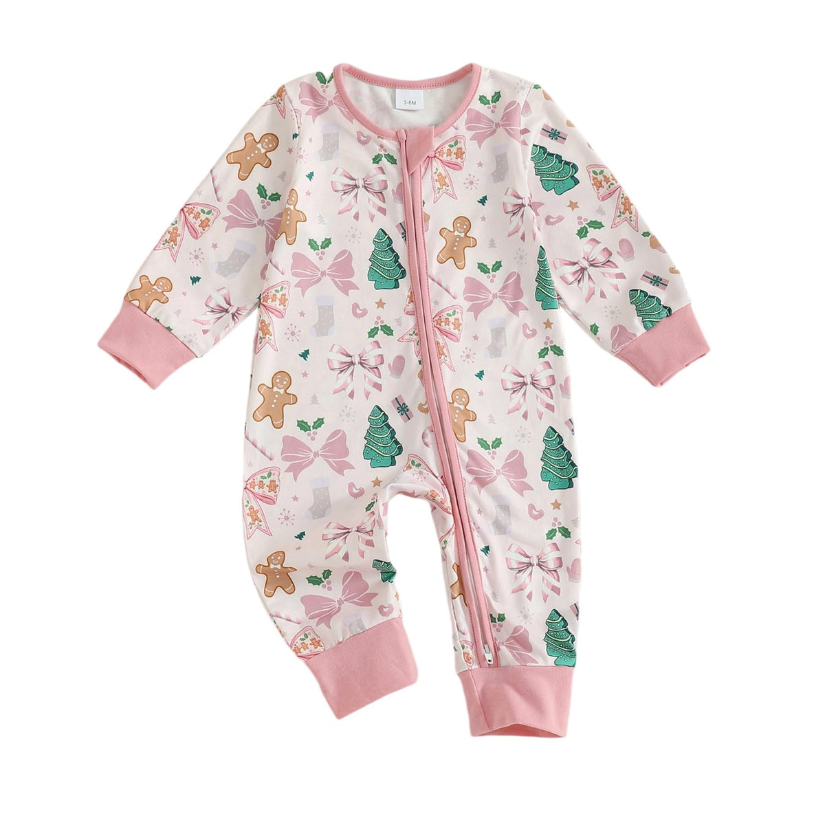 Newborn Christmas Zipper Jumpsuit Romper Q234