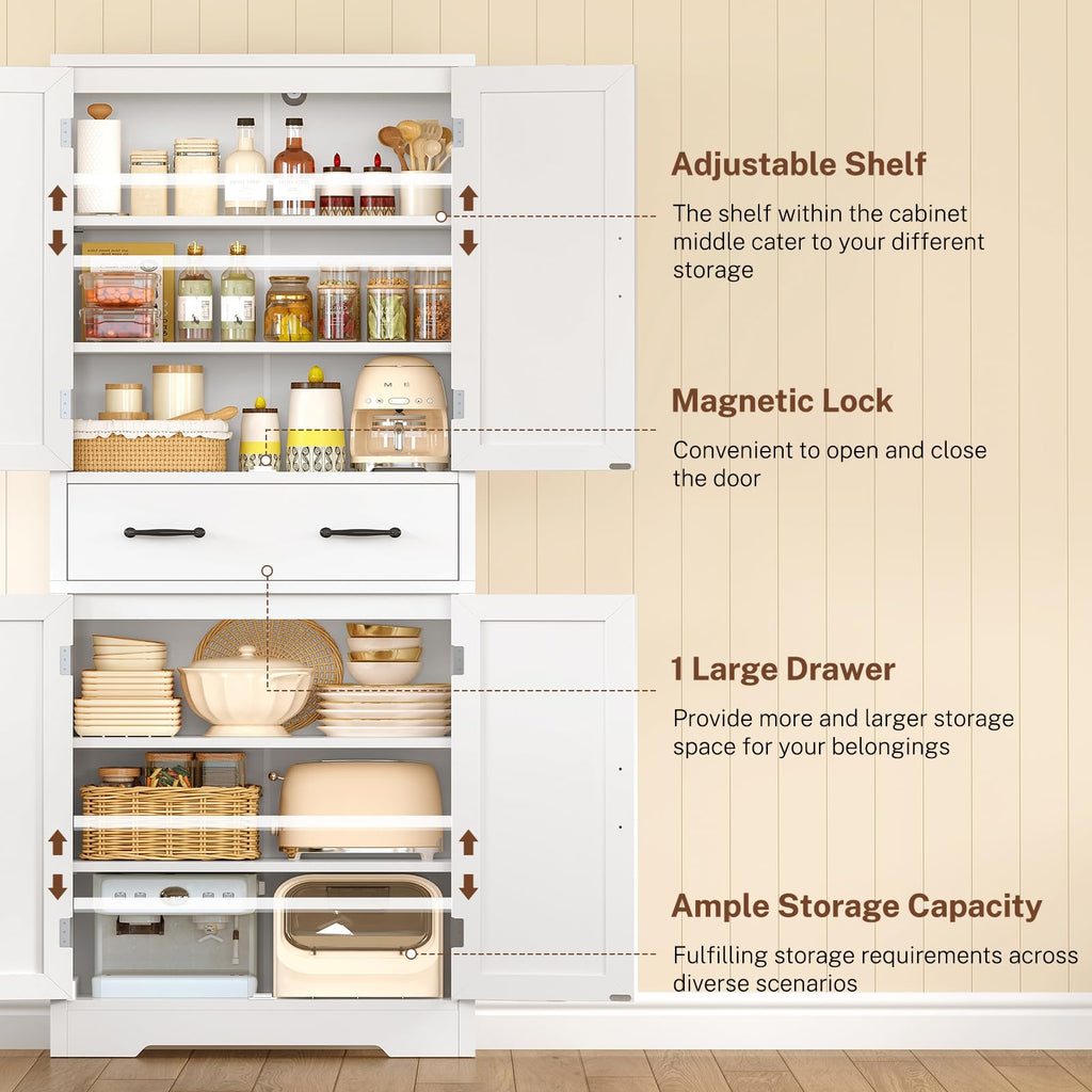White Storage Cabinet with 2 Adjustable Shelves and Drawer M279403