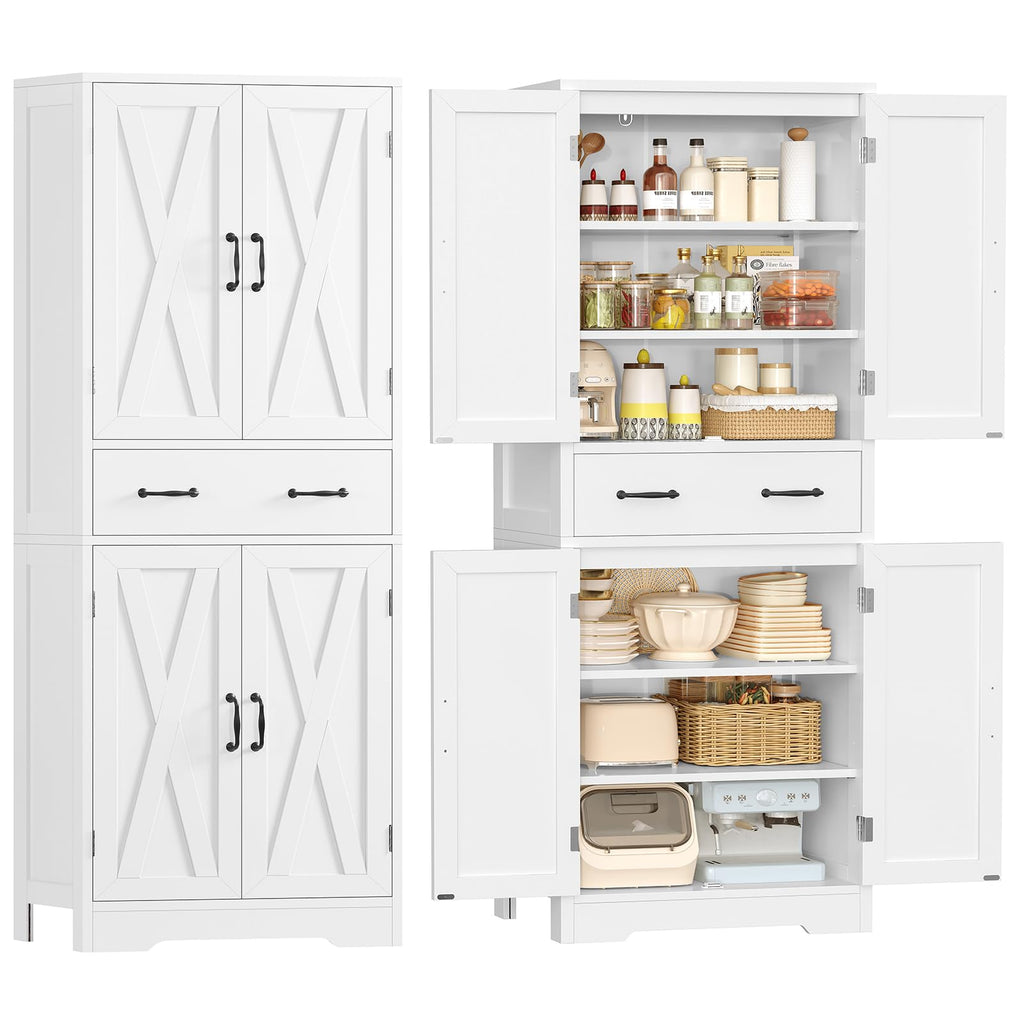 White Storage Cabinet with 2 Adjustable Shelves and Drawer M279403