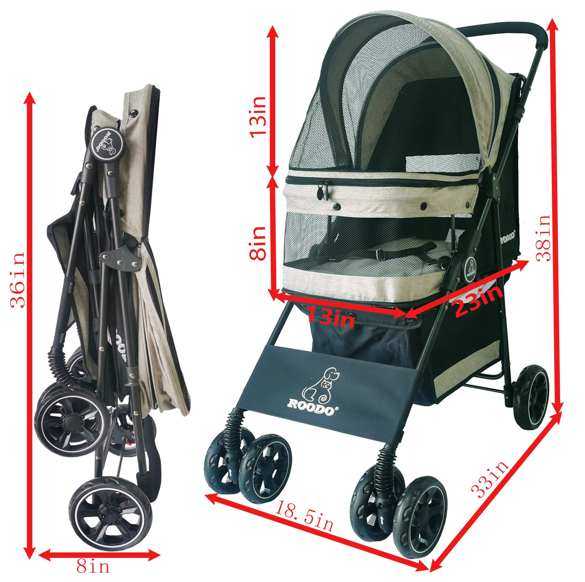 4 Wheel Lightweight Foldable Pet Stroller W674543