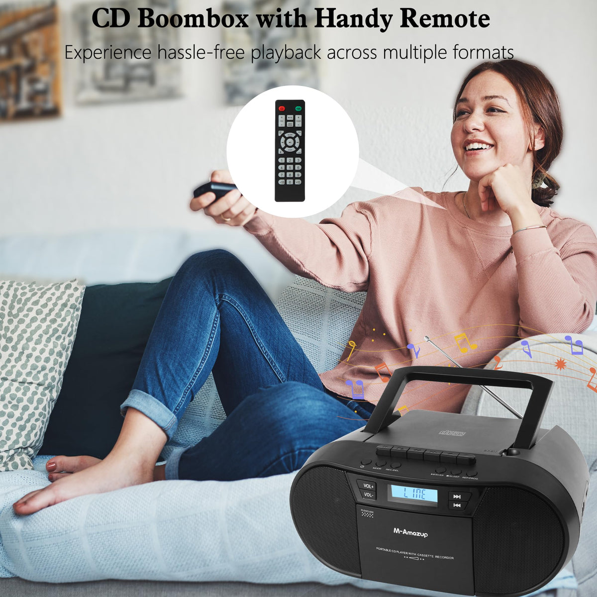 Portable CD Cassette Boombox with Bluetooth MP3 USB FM Radio X441