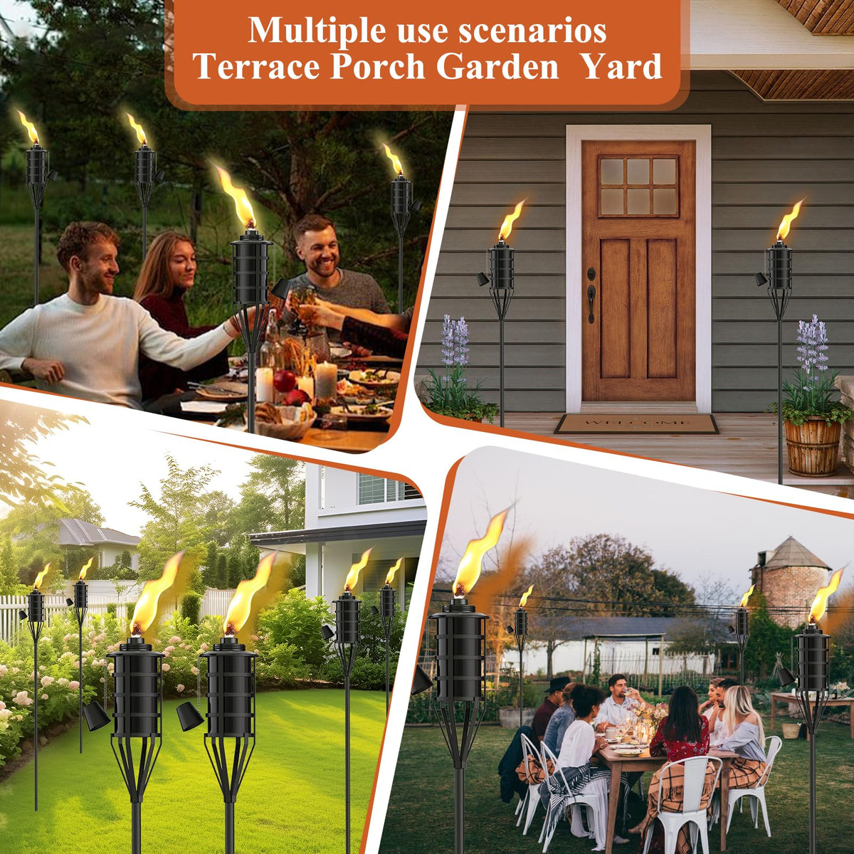 Citronella Garden Torch Set of 6, 16oz Metal Torch U59578