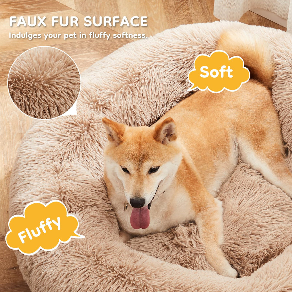 30.7 Inch Fluffy Faux Fur Plush Dog Bed A64068