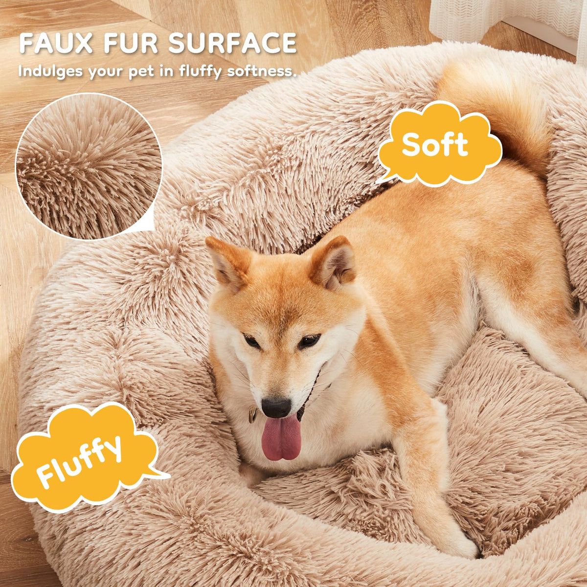 30.7 Inch Fluffy Faux Fur Plush Dog Bed A64068