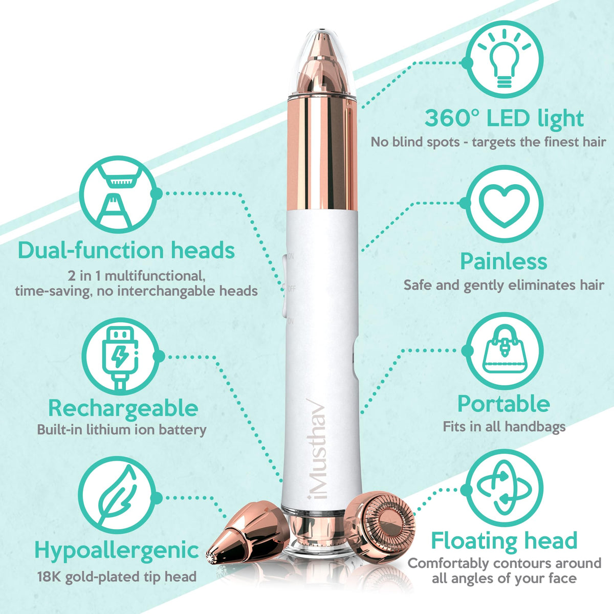 Facial Hair Removal for Women, 2-in-1 Face Hair Remover & Eyebrow Trimmer X4427