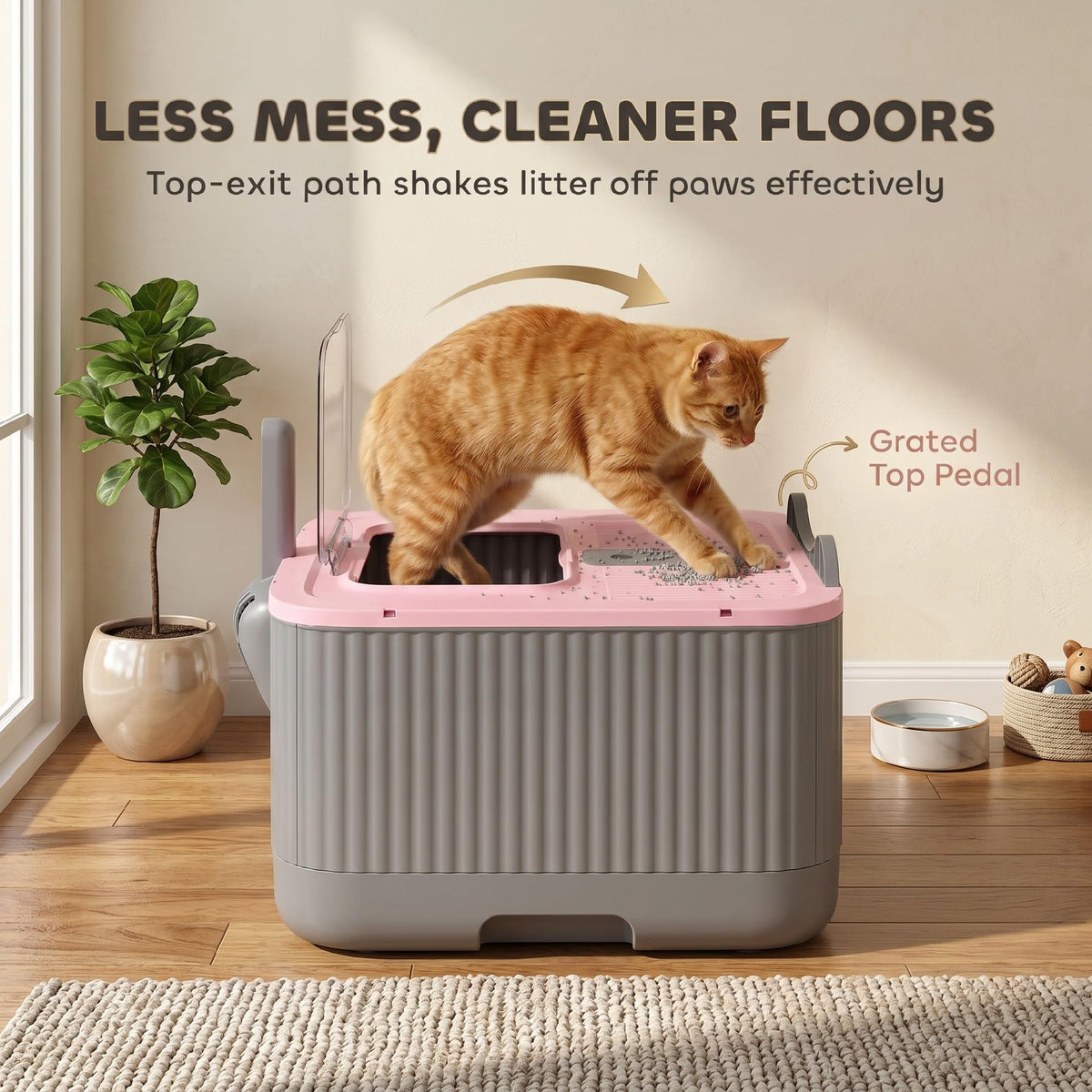 Pink Enclosed Cat Litter Box T388