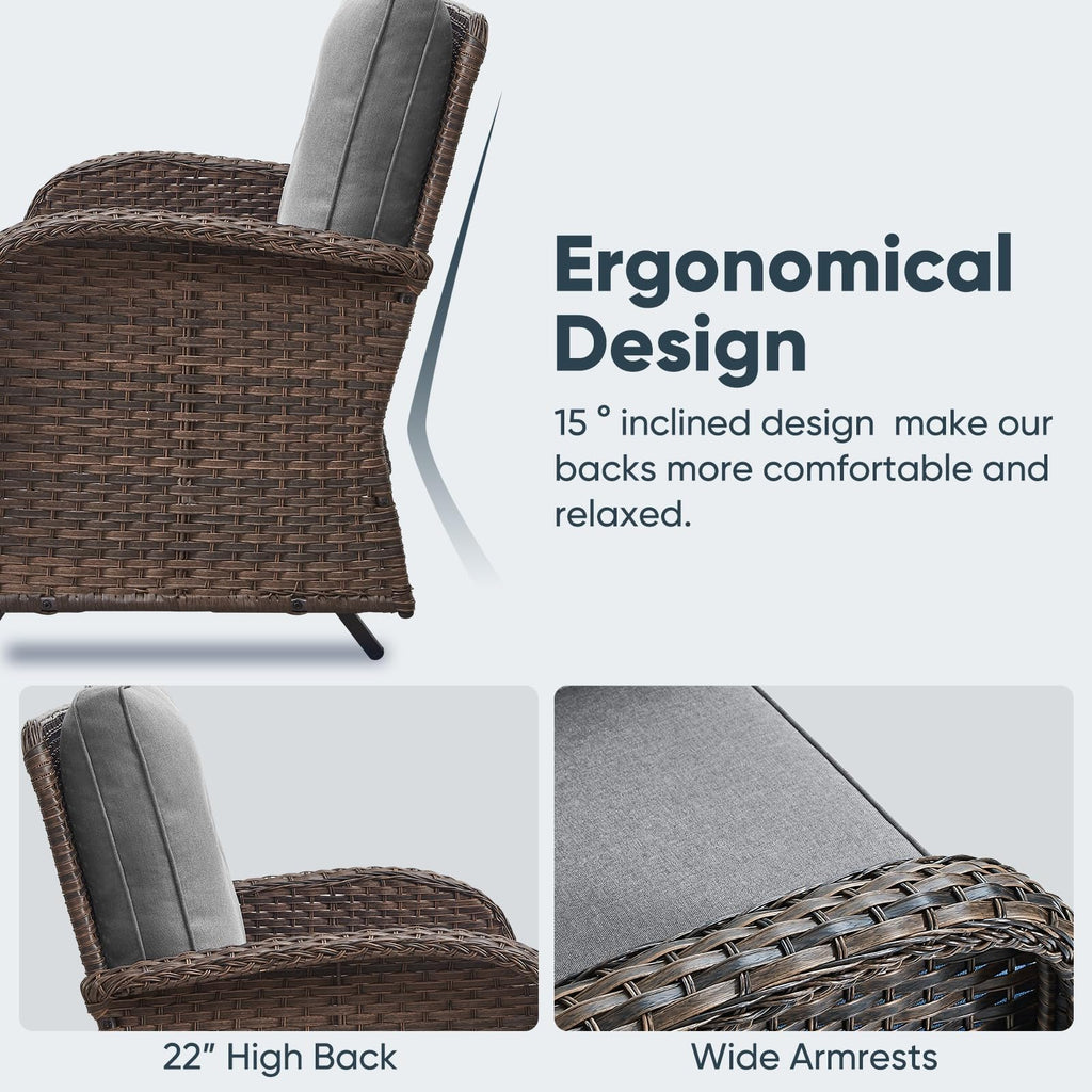 Brown 2 Seater Wicker Outdoor Glider Bench F789716