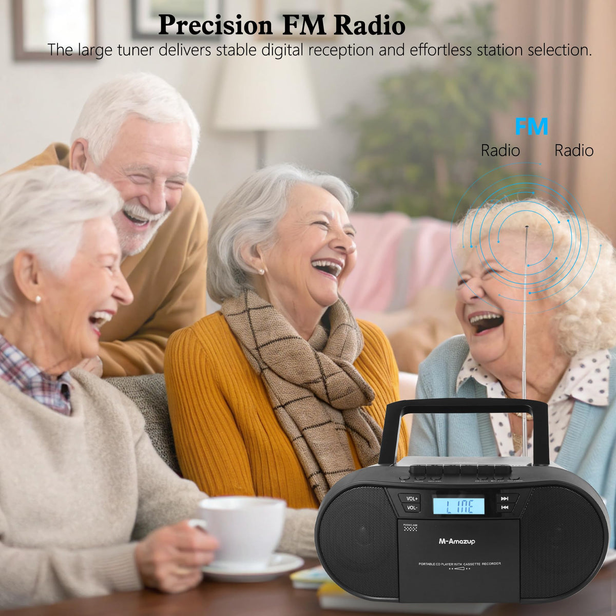 Portable CD Cassette Boombox with Bluetooth MP3 USB FM Radio X441