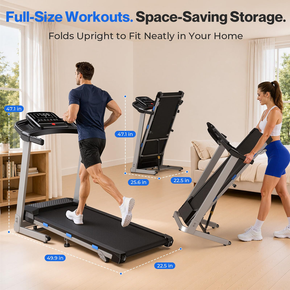 Foldable Treadmill with 10% Incline 400 LBS Capacity Q9765