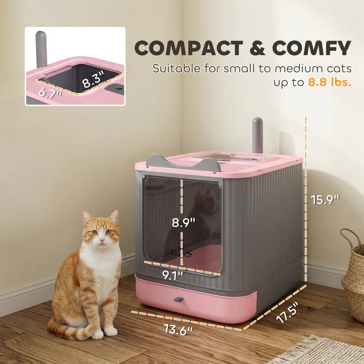 Pink Enclosed Cat Litter Box T388