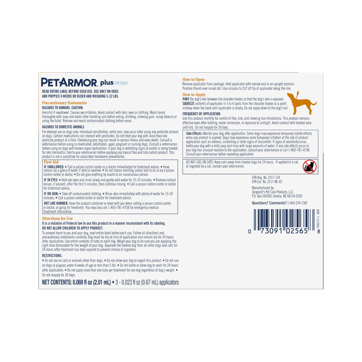 Flea & Tick Topical Dogs 5-22 lbs E143887