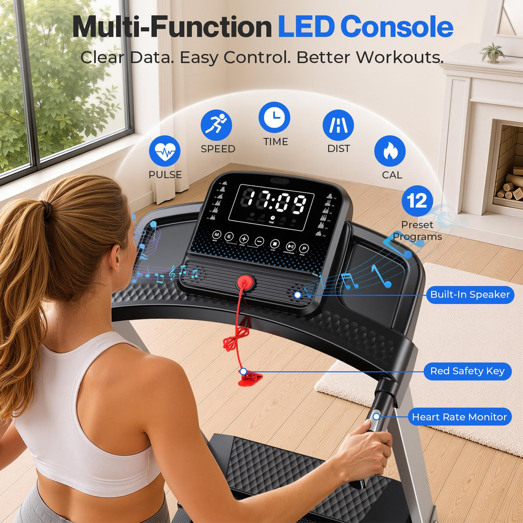 Foldable Treadmill with 10% Incline 400 LBS Capacity Q9765