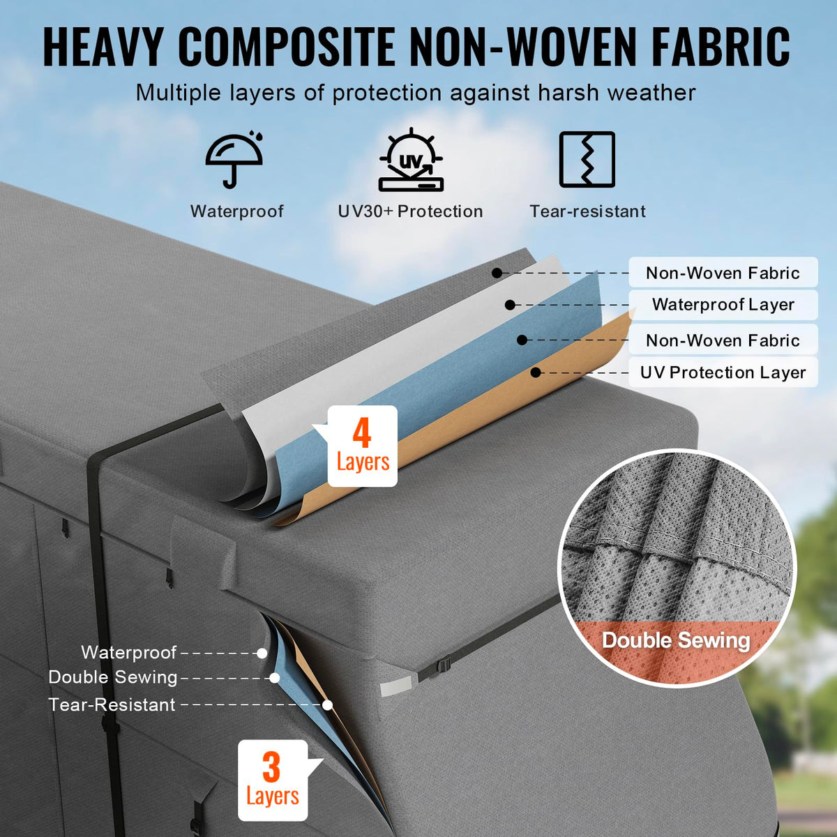 40-43 ft Non-Woven Fabric Waterproof RV Cover with Storage Bag V621