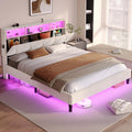 Full Size Velvet Upholstered Platform Bed Frame with Storage Headboard C97866