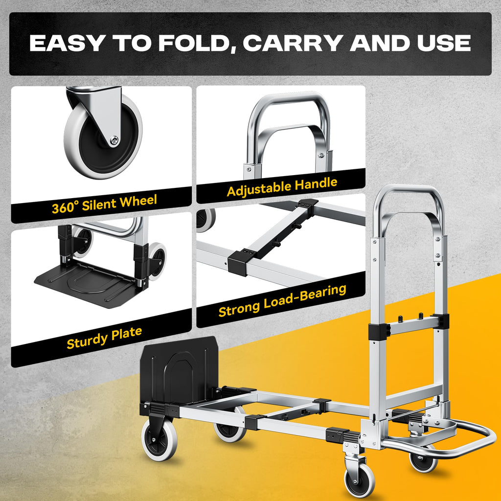3-in-1 Folding Hand Truck 600LBS Heavy Duty Convertible Cart E773539