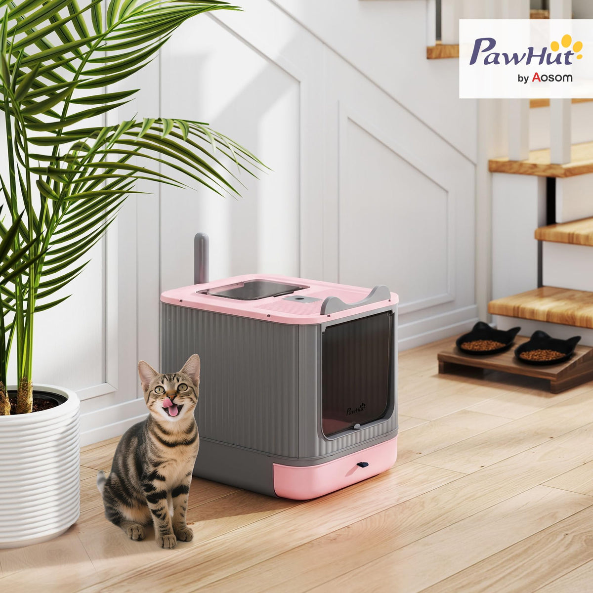 Pink Enclosed Cat Litter Box T388