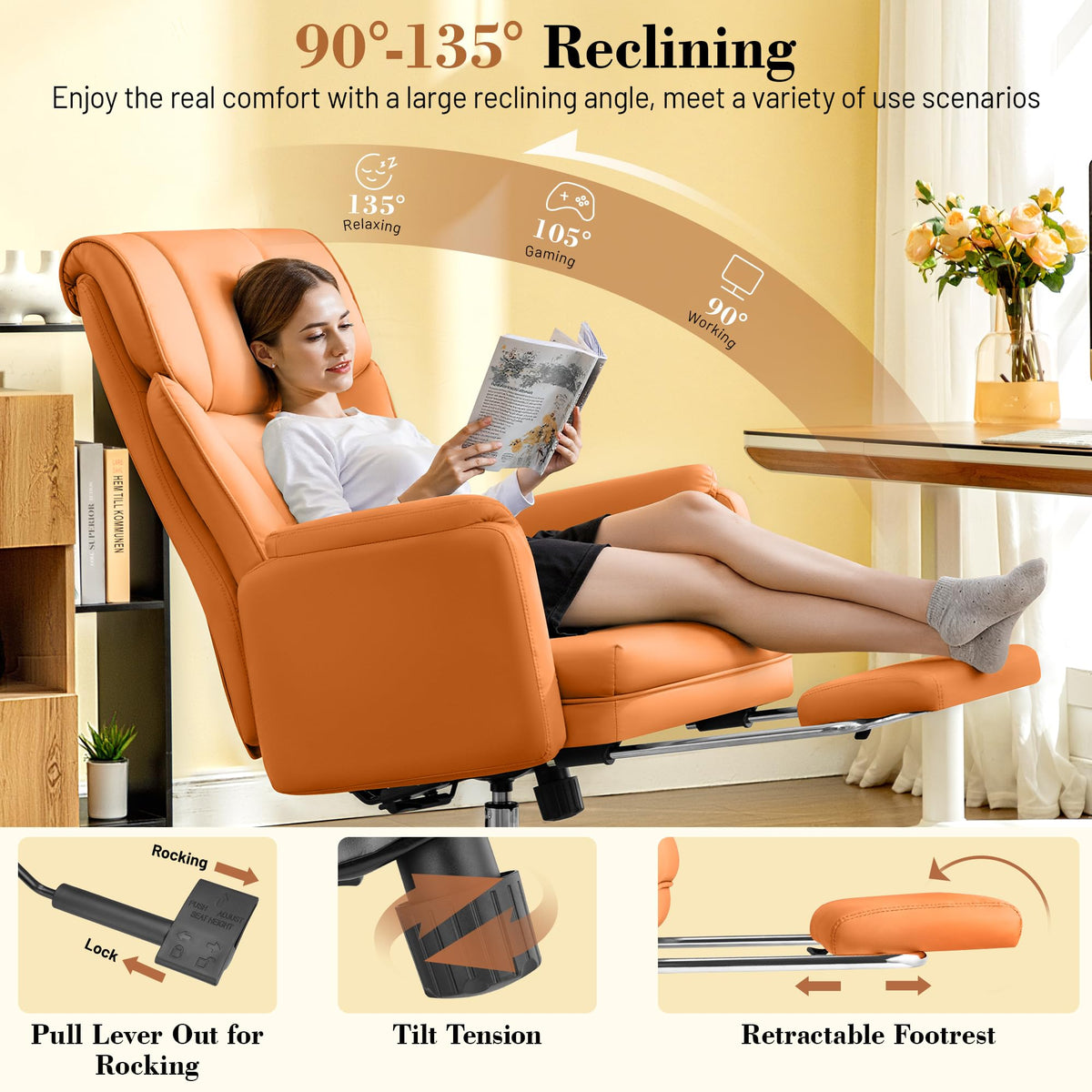 Brown Office Chair with Flip Armrests Q463109