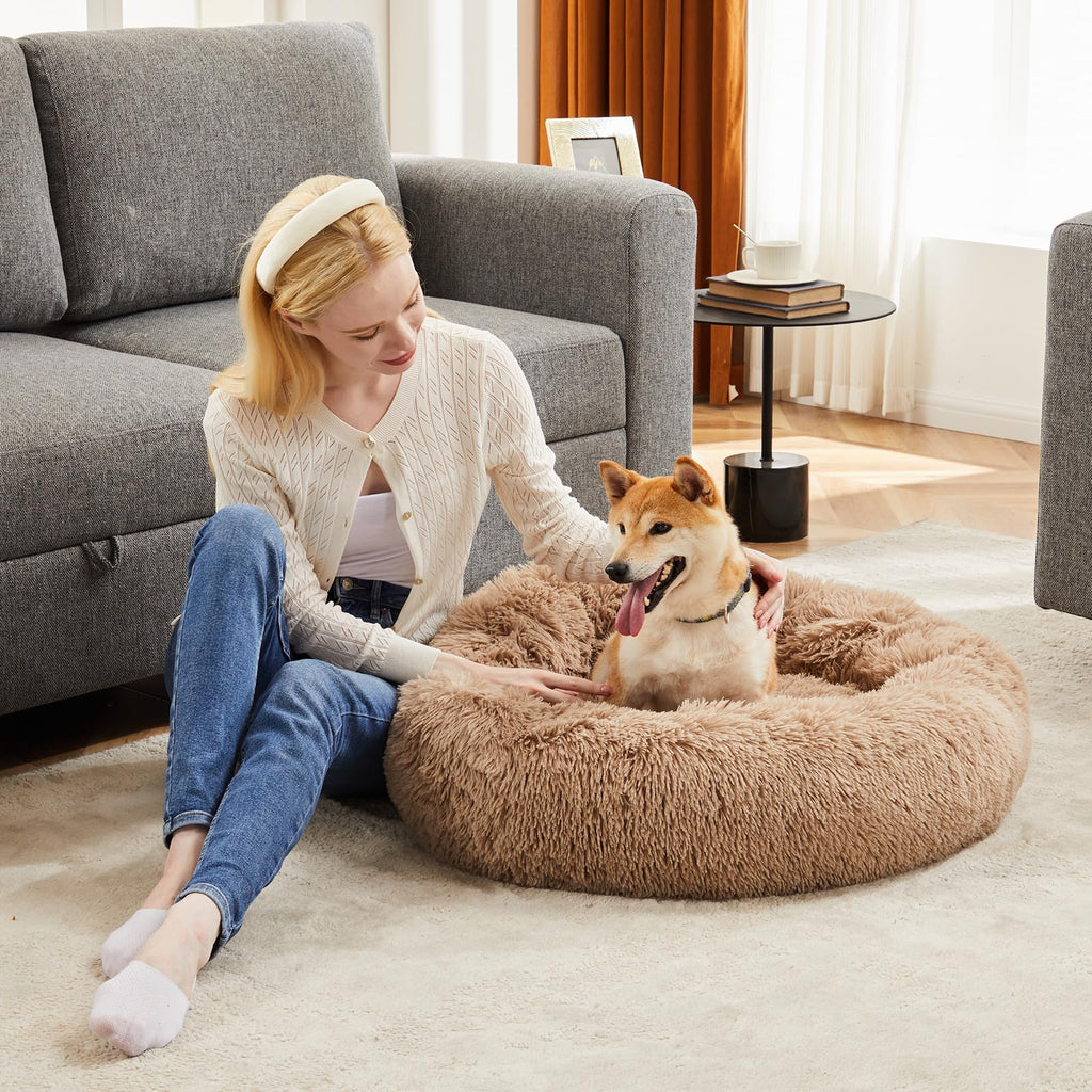30.7 Inch Fluffy Faux Fur Plush Dog Bed A64068