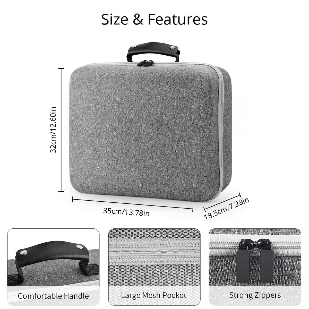 Grey Portable Hard Case for Gaming Headset and Touch Controllers Y407