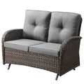 Brown 2 Seater Wicker Outdoor Glider Bench F789716