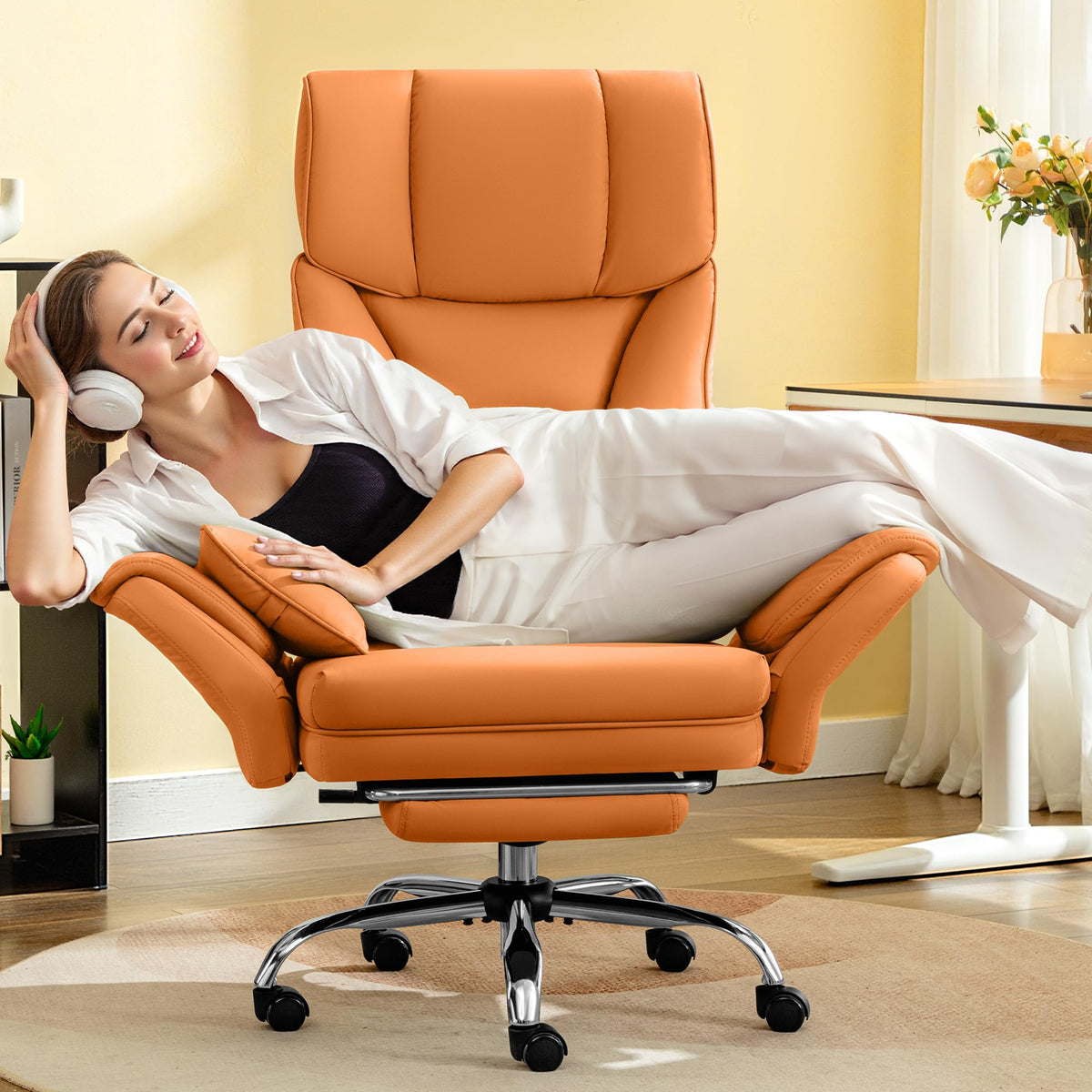 Brown Office Chair with Flip Armrests Q463109
