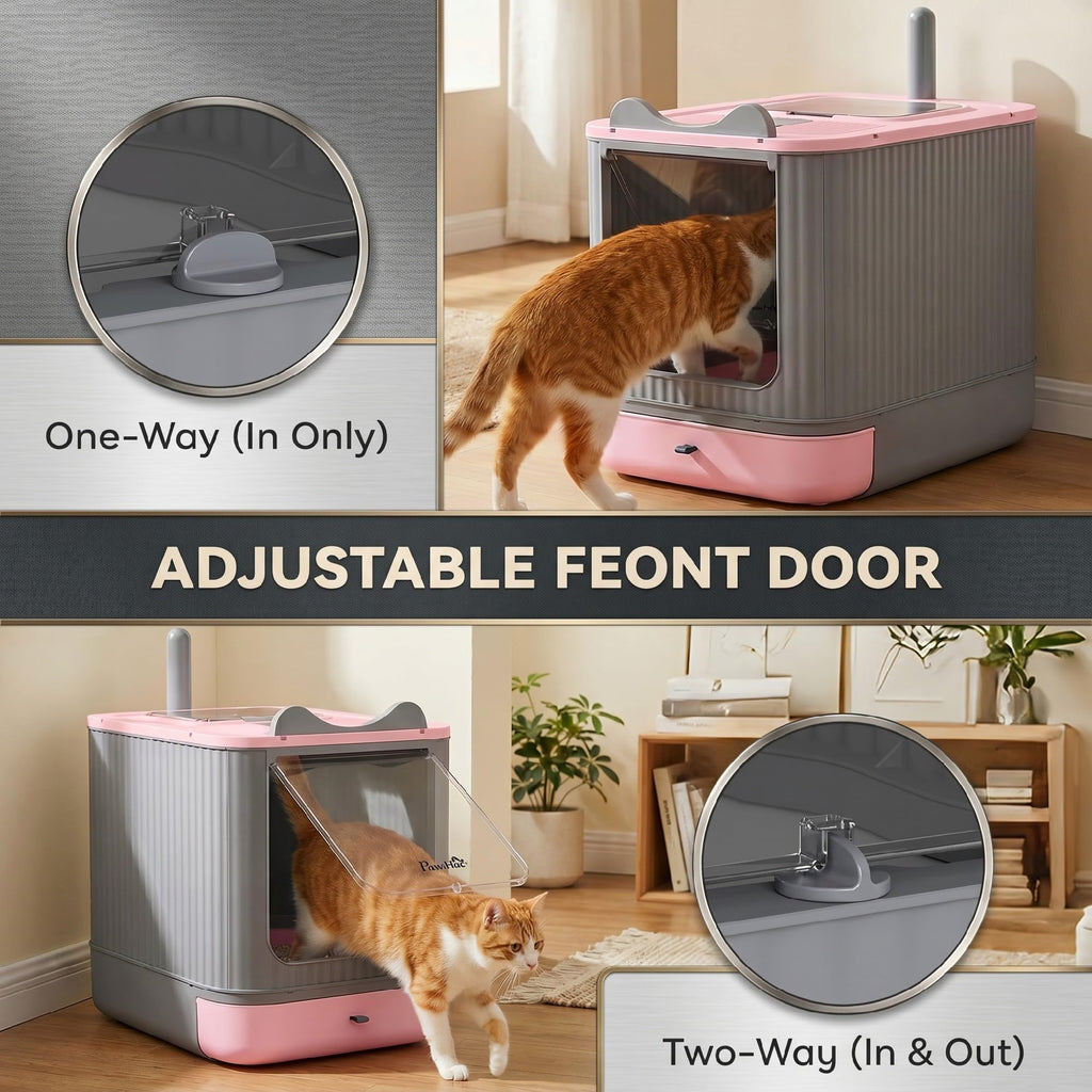Pink Enclosed Cat Litter Box T388