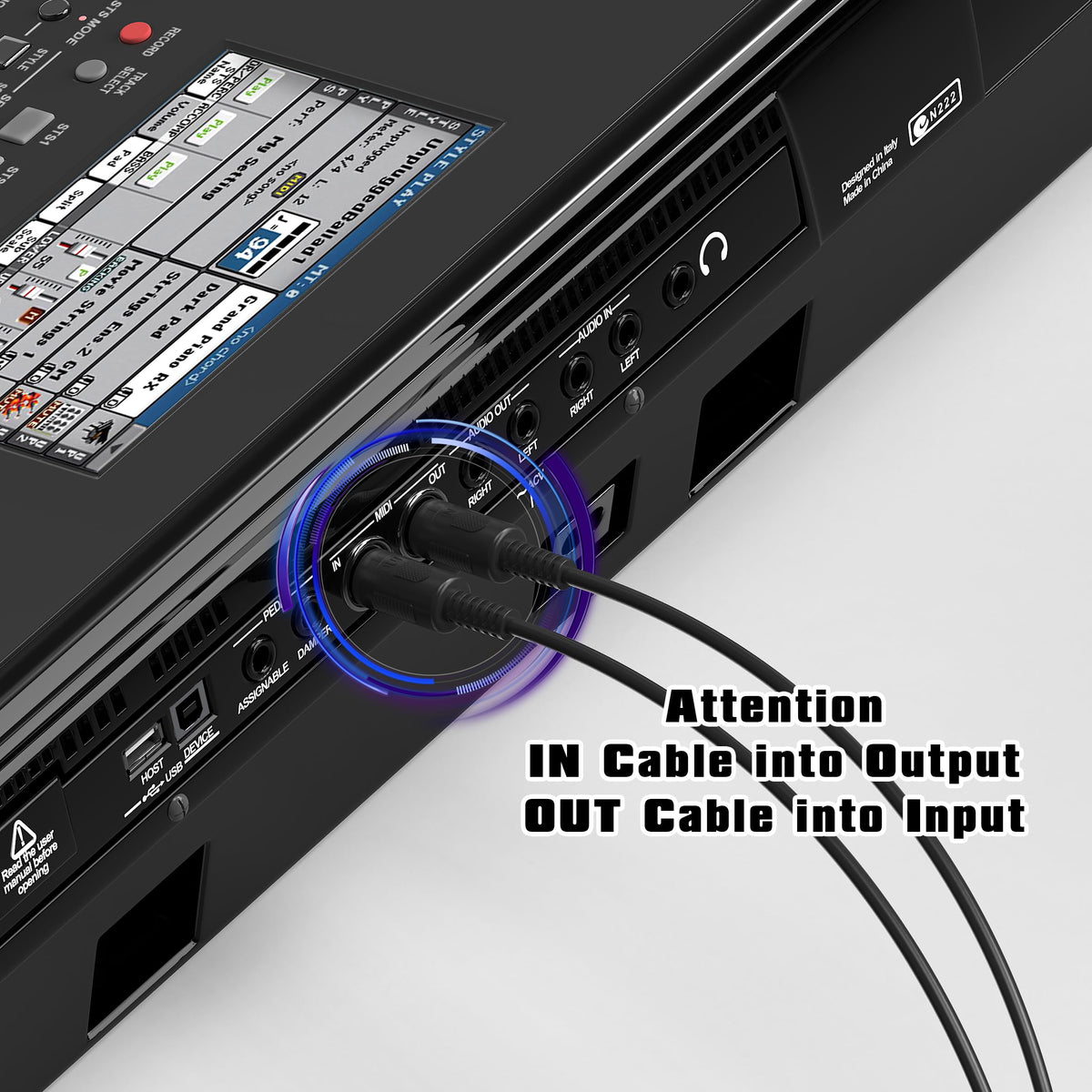 MIDI to USB Interface Cable with Input Output Black Orange 6.5Ft I254788
