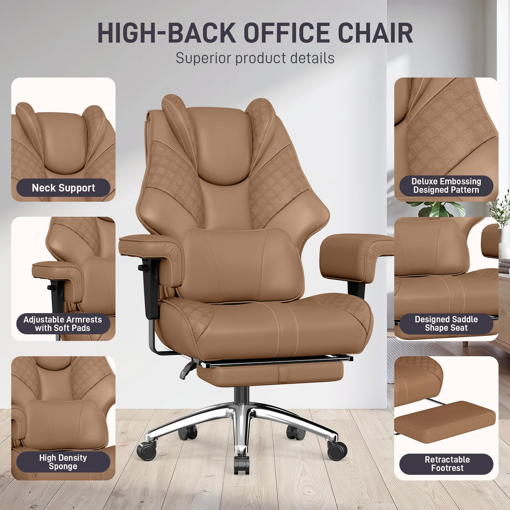 Big and Tall Executive Office Chair with Footrest and Lumbar Support B782471