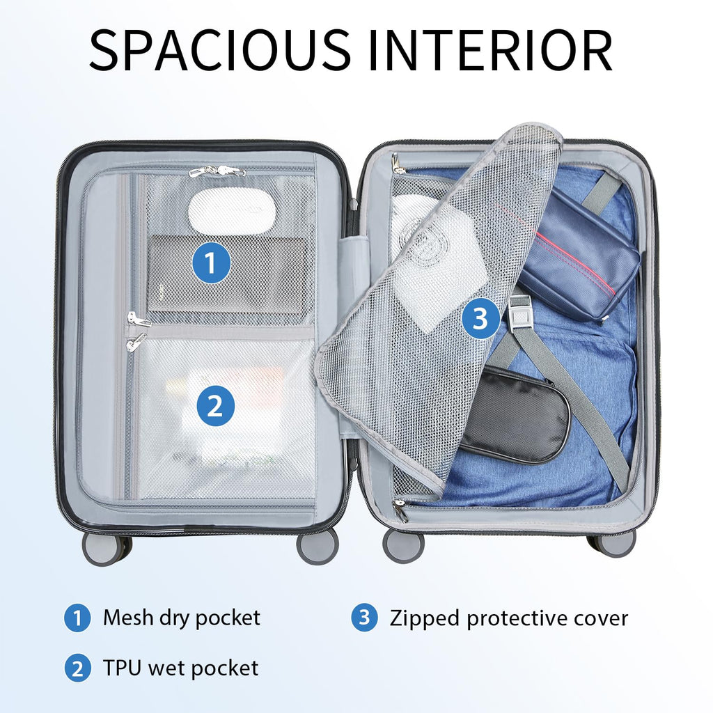 Hardside Expandable Carry On Luggage with Spinner Wheels, TSA Lock, USB Port, 20-Inch, White L93876