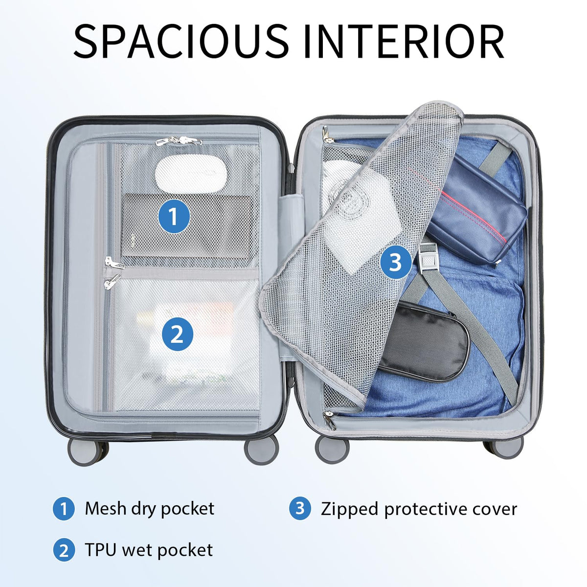 Hardside Expandable Carry On Luggage with Spinner Wheels, TSA Lock, USB Port, 20-Inch, White L93876