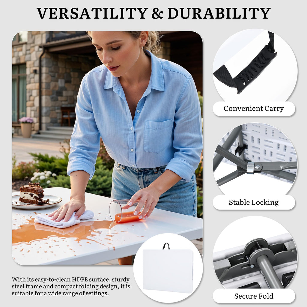 6ft Folding Table Heavy Duty Y5885