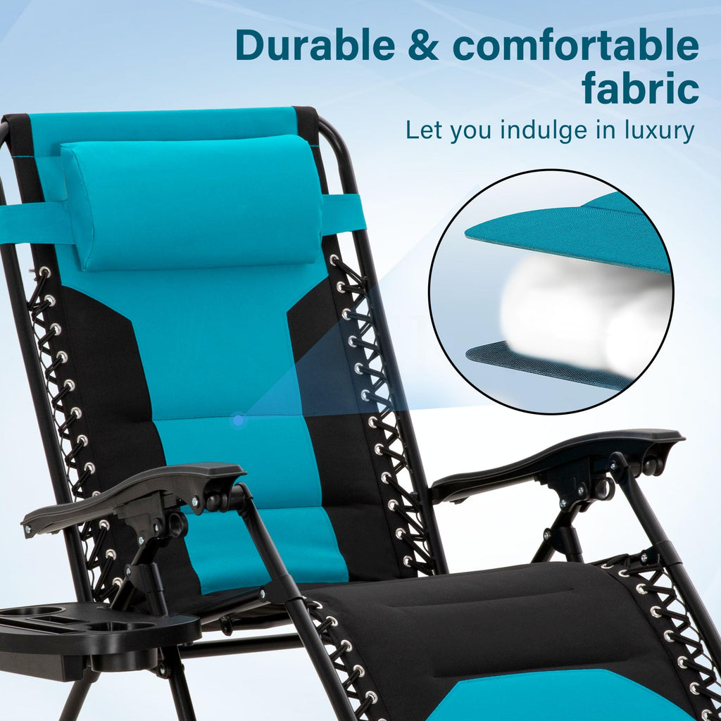 Zero Gravity Chair Set of 2 Folding Patio Lounge Recliner with Pillows Cup Holder S404