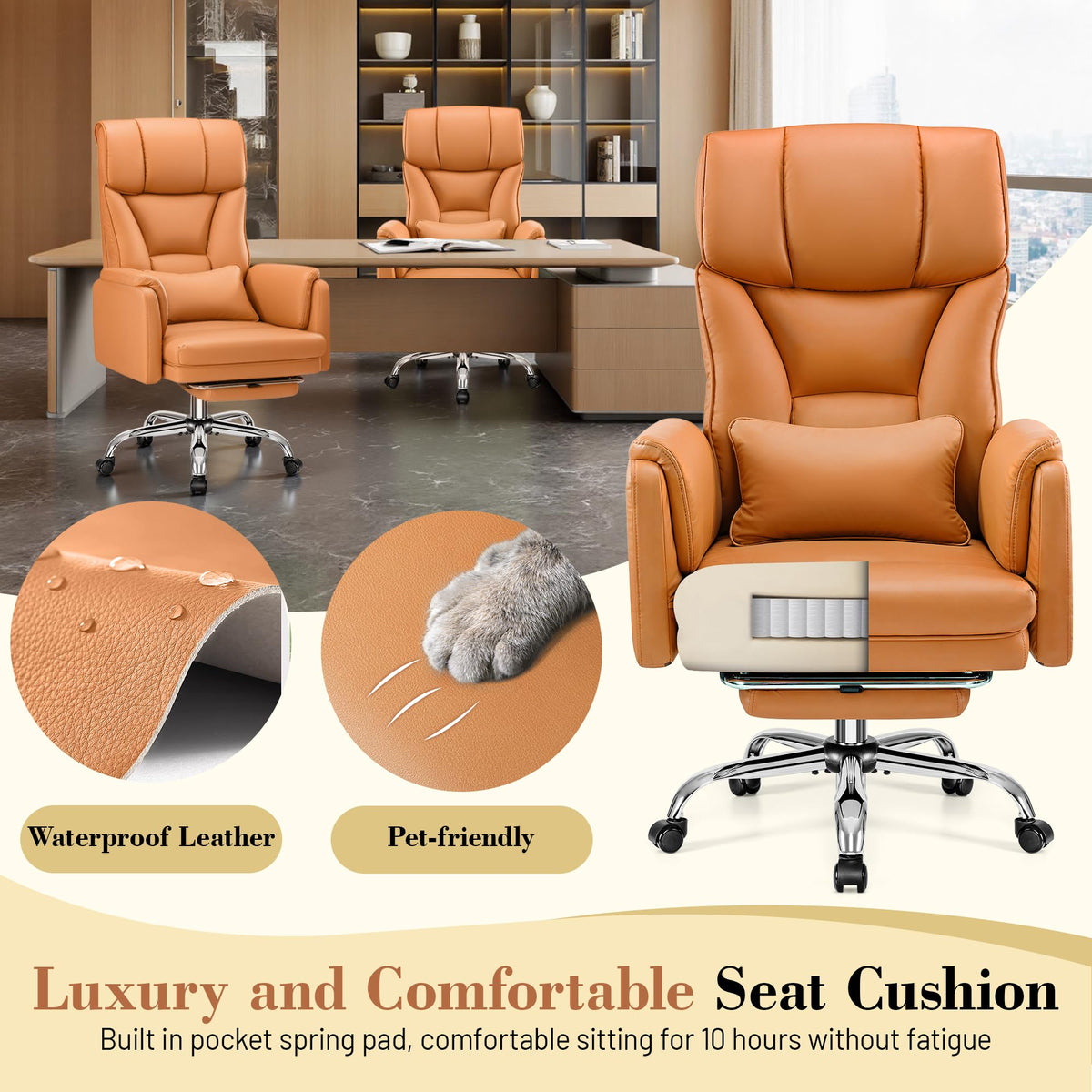 Brown Office Chair with Flip Armrests Q463109