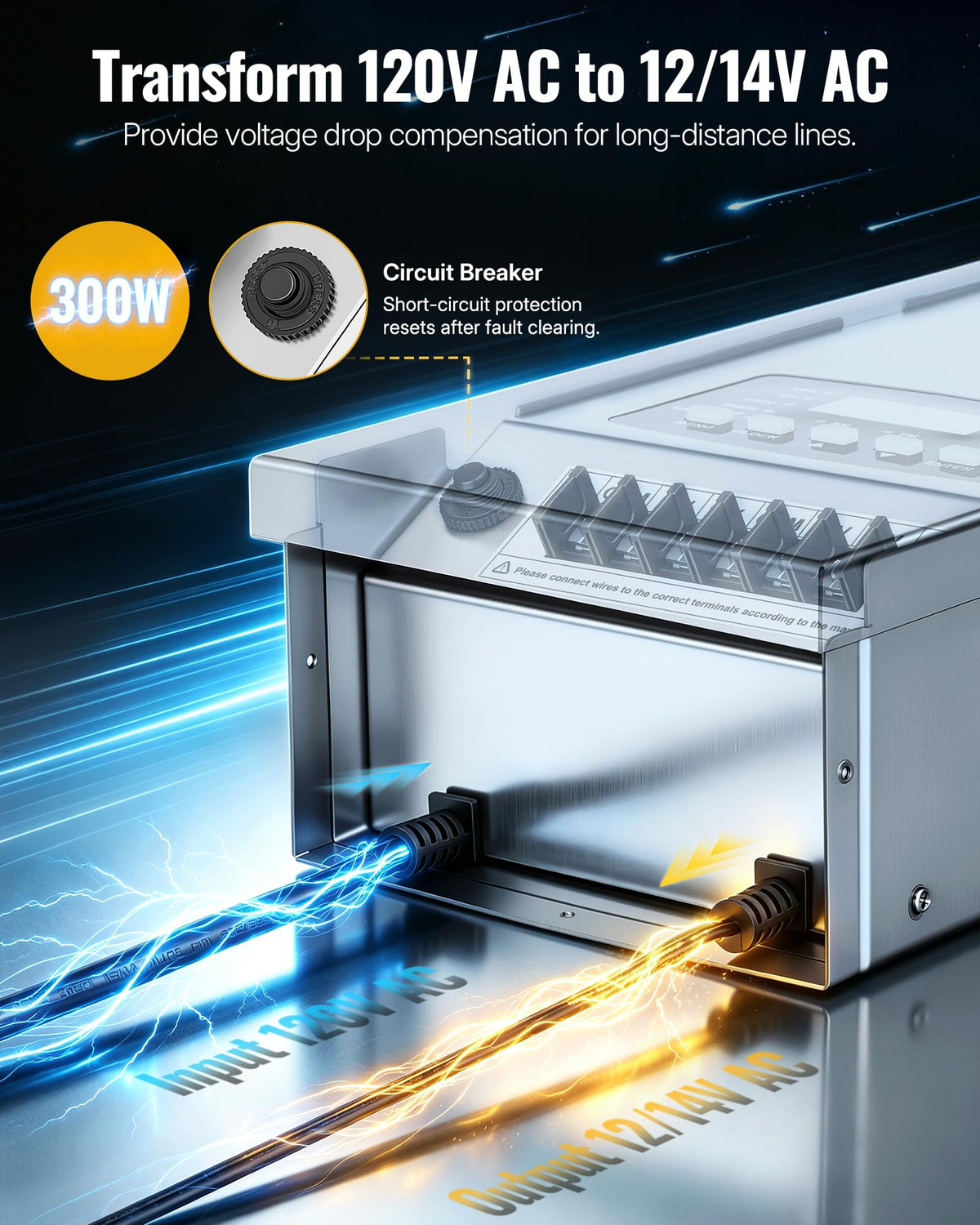 300W Low Voltage Landscape Transformer with Timer & Photocell Sensor B9695