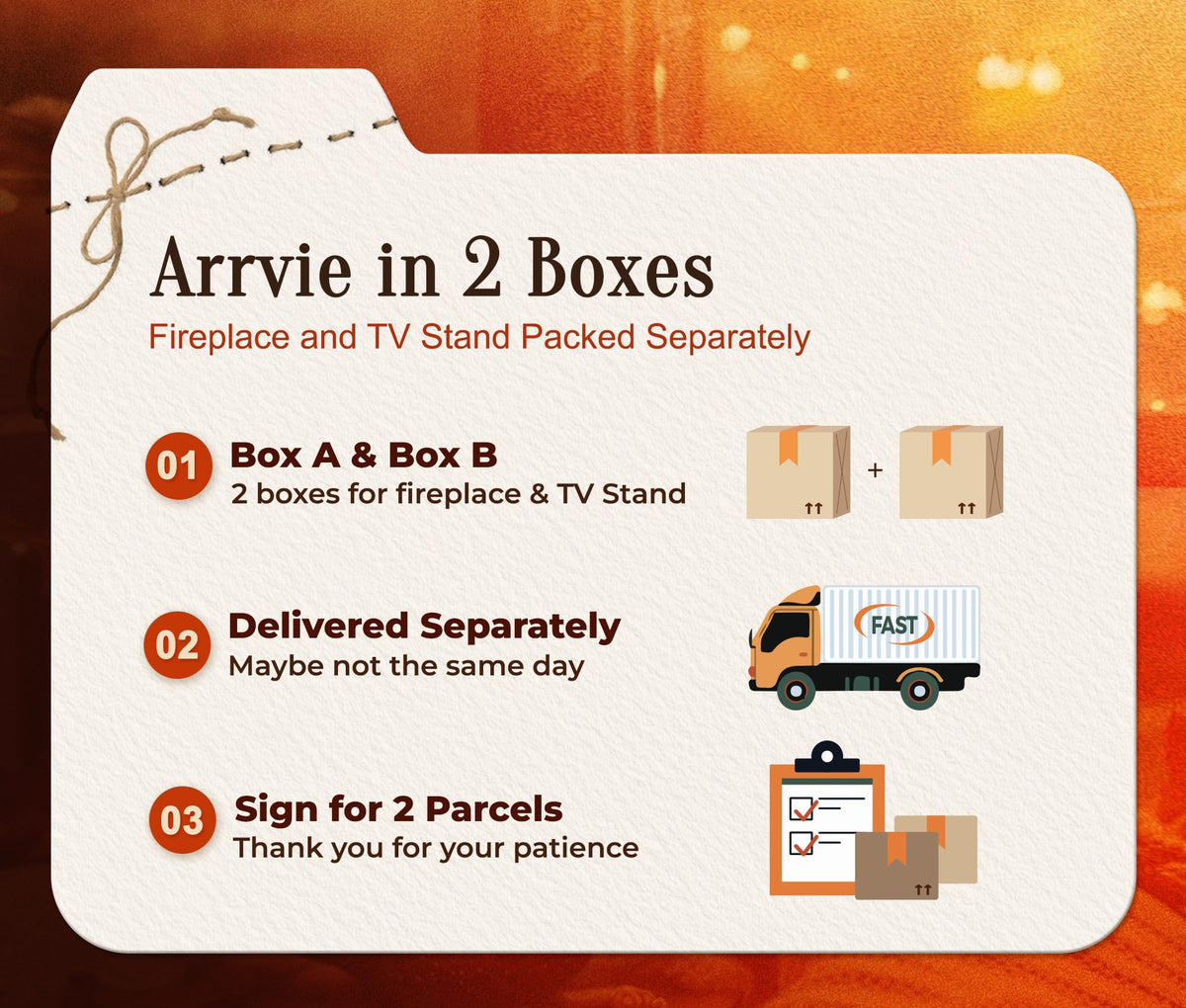 70'' TV Stand with 42'' Electric Fireplace, 3 Drawers, Distressed White H629263