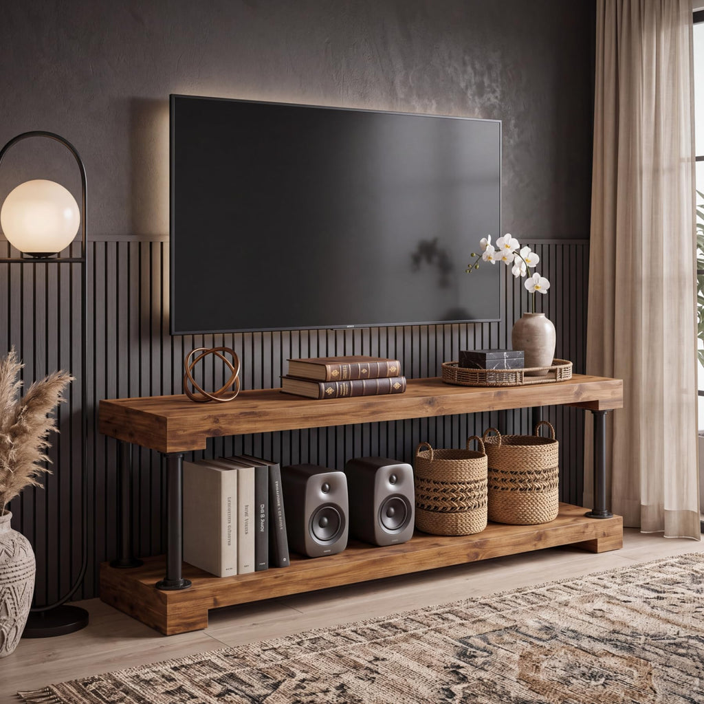 Solid Wood TV Stand for 75-Inch TV X25329