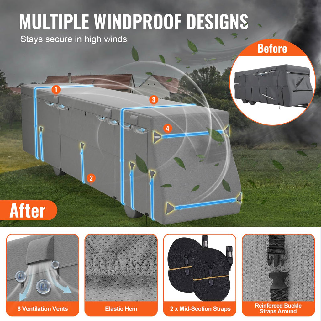 40-43 ft Non-Woven Fabric Waterproof RV Cover with Storage Bag V621