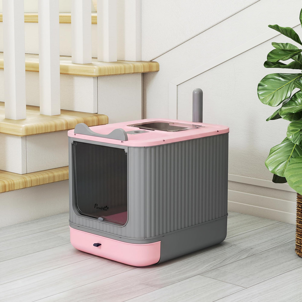 Pink Enclosed Cat Litter Box T388