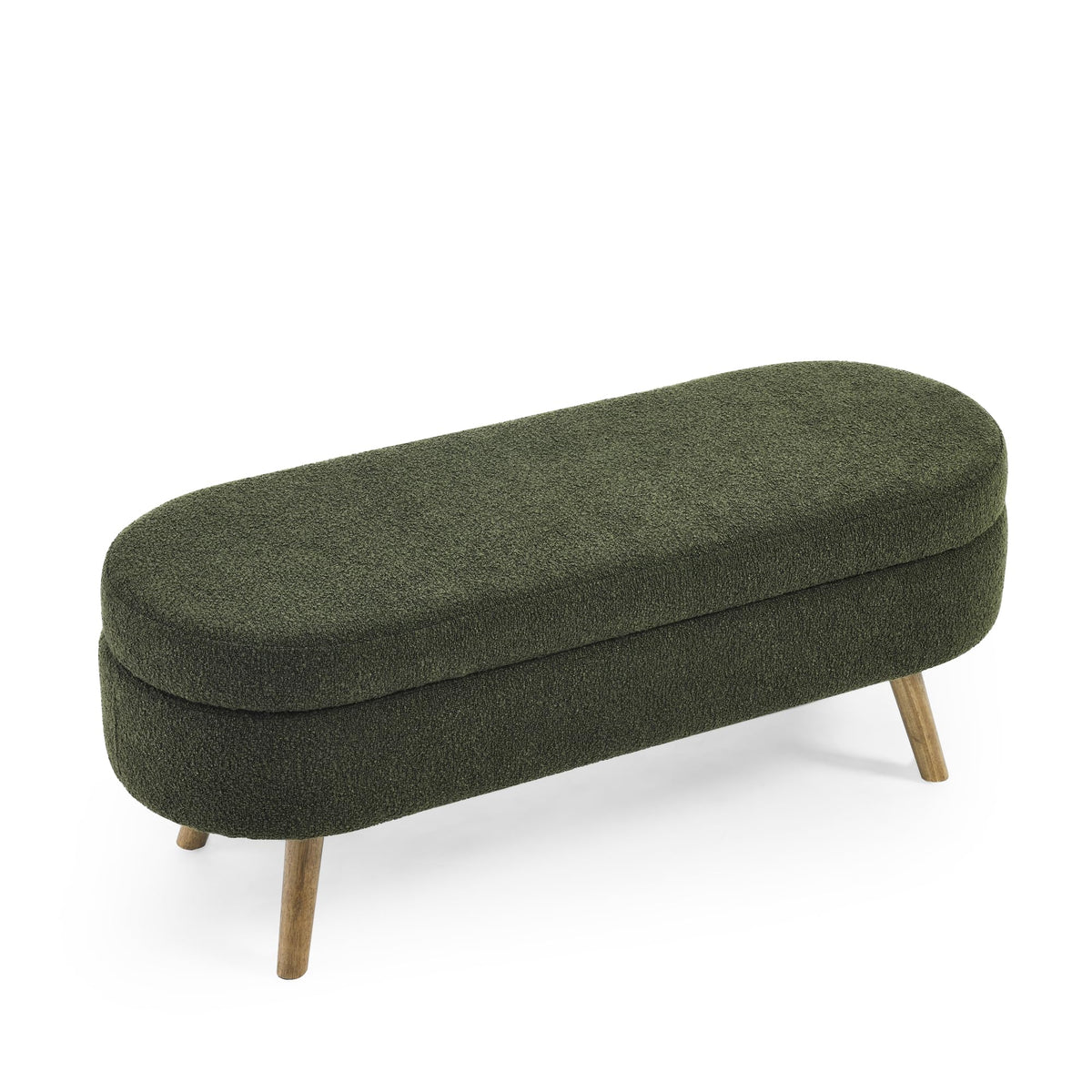Oval Storage Bench with Rubber Wood Legs Green V70183