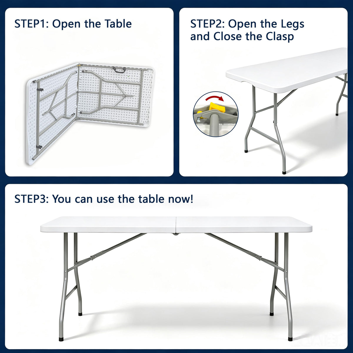 6ft White Folding Table F14729