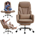 Cross Legged Office Chair with Flip Armrest and Footrest Brown E212